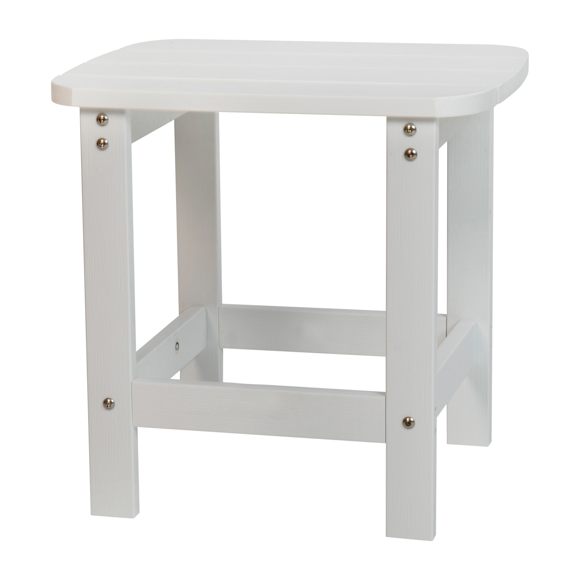 Flash Furniture, White All-Weather Adirondack Side Table, Table Shape Rectangle, Primary Color White, Height 18.25 in, Model# JJT14001WH